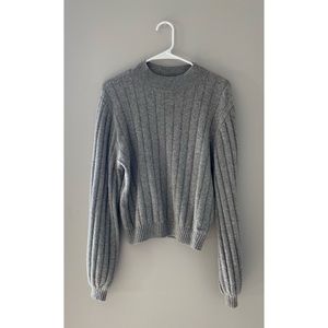 Hollister Grey Mock-Neck Balloon Sleeve Sweater S